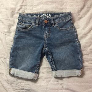 GapKids blue denim cuffed Bermuda style shorts